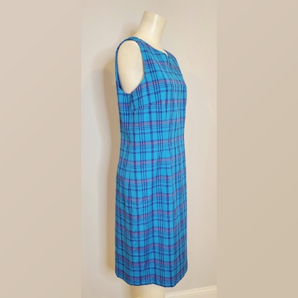 Vintage Sag Harbor Blue Plaid Cottage Core Dress - Picture 2 of 7